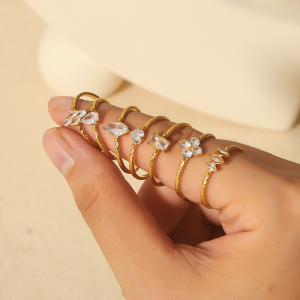 Daily Lightweight Stainless Steel Waterproof Women's Gemstone Rings h5 Picture3