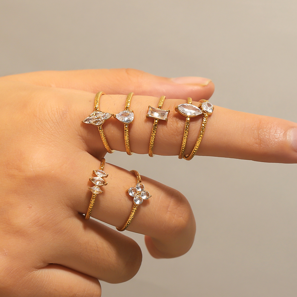 Daily Lightweight Stainless Steel Waterproof Women's Gemstone Rings Picture2