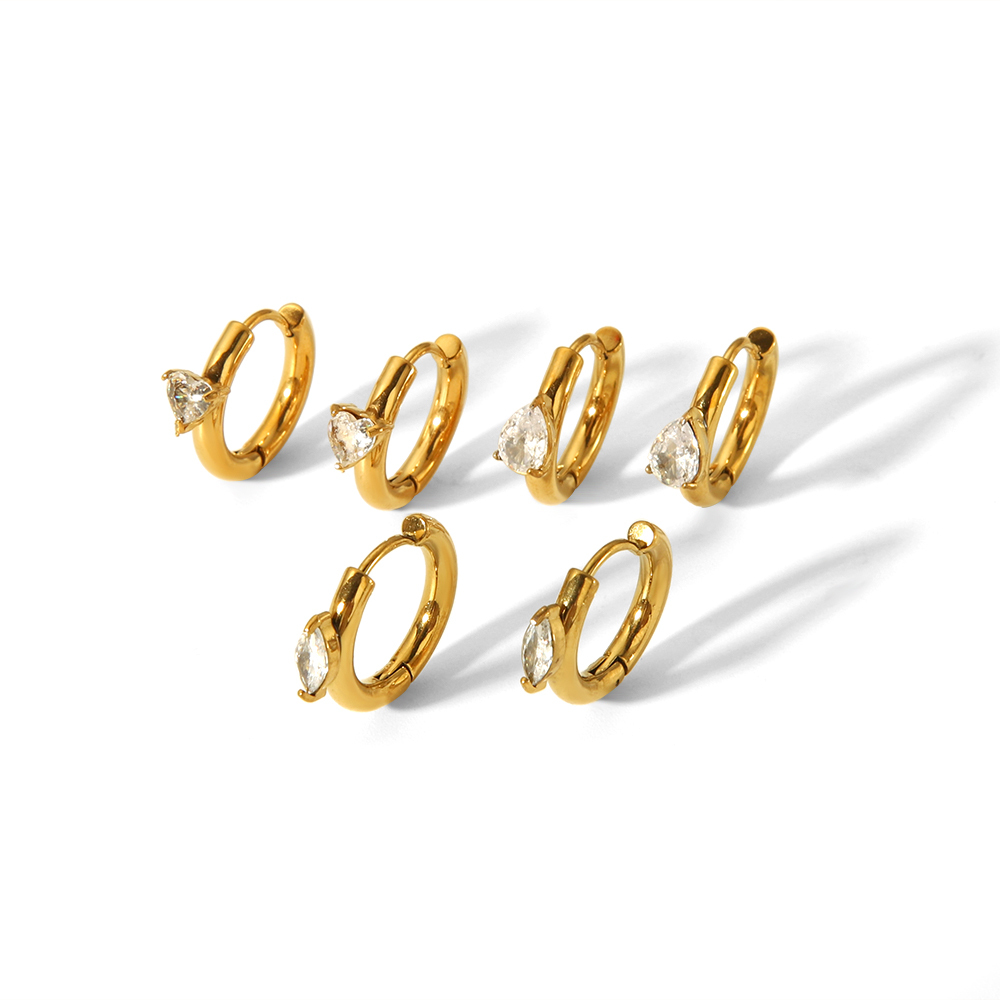 1 Pair Of Simple And Fashionable  Gold-Plated Stainless Steel Love Water Drop Zircon Earrings For Women For Daily Wear Picture4
