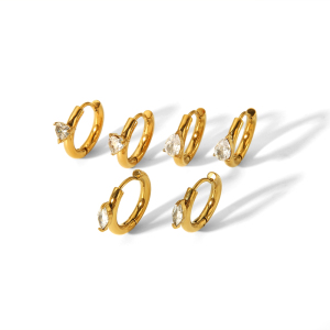 1 Pair Of Simple And Fashionable  Gold-Plated Stainless Steel Love Water Drop Zircon Earrings For Women For Daily Wear h5 Picture4