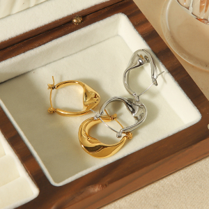 1 Paar Eenvoudige En Modieuze  Vergulde Geometrische Twist Creolen Voor Dames Sieraden Voor Dagelijks Gebruik h5 Afbeelding3