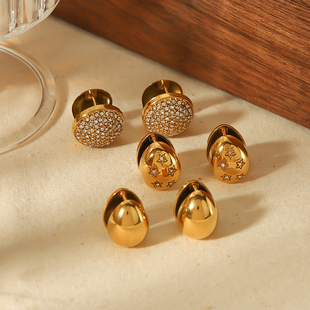 1 Pair Of Fashionable Classic  Gold-Plated Stainless Steel Double-Sided Diamond Geometric Earrings For Women's Jewelry For Daily Wear Picture3