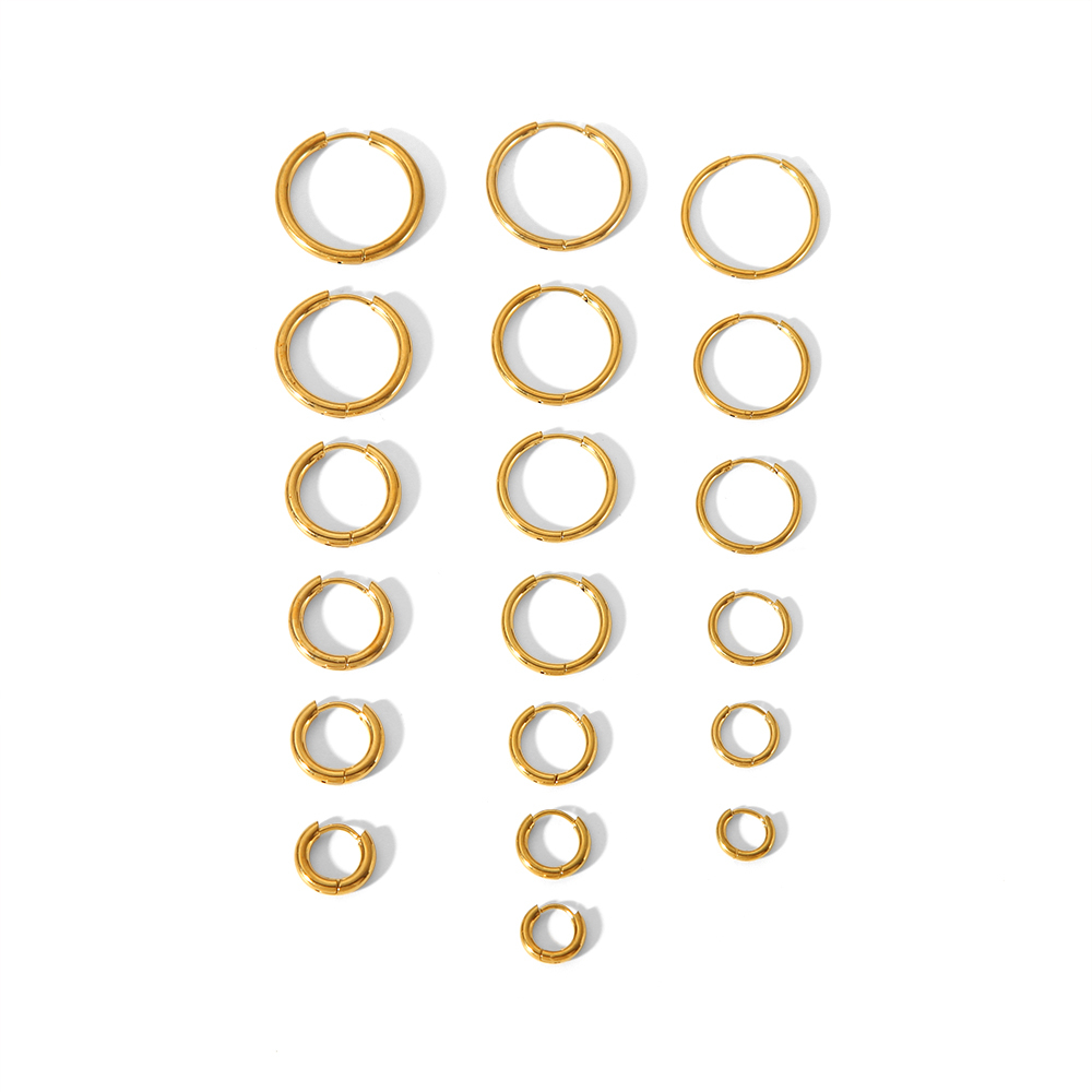 1 Paio 1 Paio Di Semplici Orecchini Geometrici Classici In Acciaio Inossidabile Placcato Oro 18K Per L'Uso Quotidiano Delle Donne Orecchini A Cerchio Da Donna Immagine4
