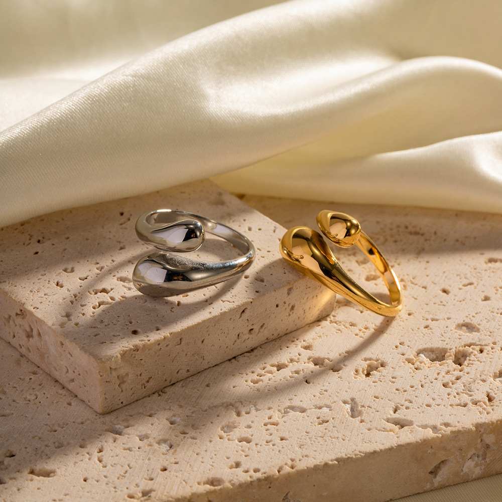 1 Piece Stainless Steel Waterproof Gold Plated Simple Style Geometric Women's Adjustable Rings h5Picture4