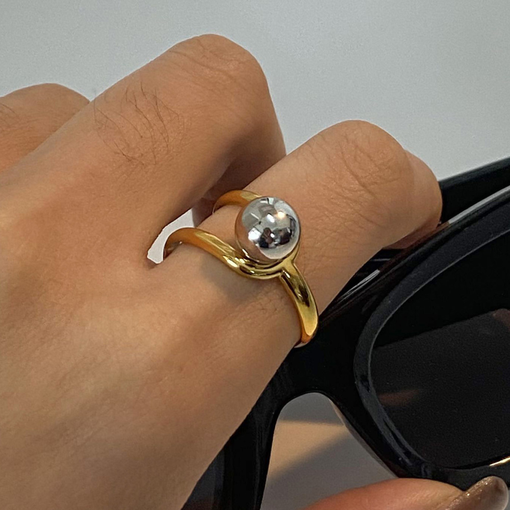 1 Pair Simple Series Daily Line Stainless Steel Gold Plated Women Adjustable Rings Picture2