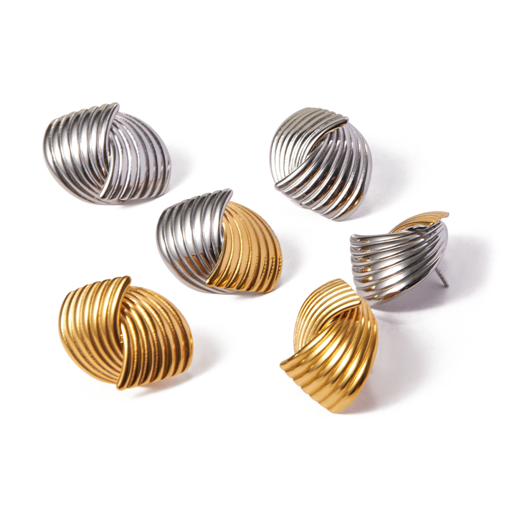 1 Pair Fashion Simple Style Commute Geometric Stainless Steel  Gold Plated Women's Stud Earrings Picture5