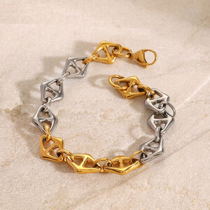 1 pezzo semplice serie casual geometrica in acciaio inossidabile placcato oro 18K donne catena bracciali h5
