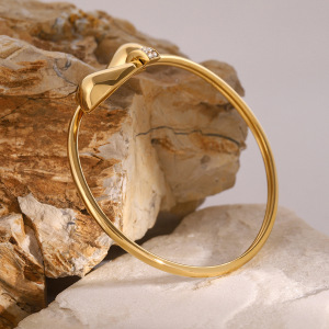 1 Piece Simple Series Simple Droplet Stainless Steel Gold Plated Rhinestone Women Bangles h5 Picture6