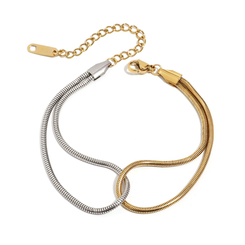 1 Piece Simple Series Daily Round Stainless Steel  Gold Plated Women Chain Bracelets Picture5