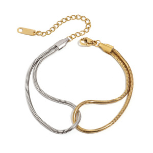 1 Piece Simple Series Daily Round Stainless Steel  Gold Plated Women Chain Bracelets h5 Picture5
