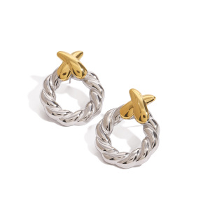 1 Par De Pendientes De Botón De Acero Inoxidable Geométricos Minimalistas De Serie Moderna, Resistentes Al Agua, Color Dorado, Para Mujer h5 Imagen4
