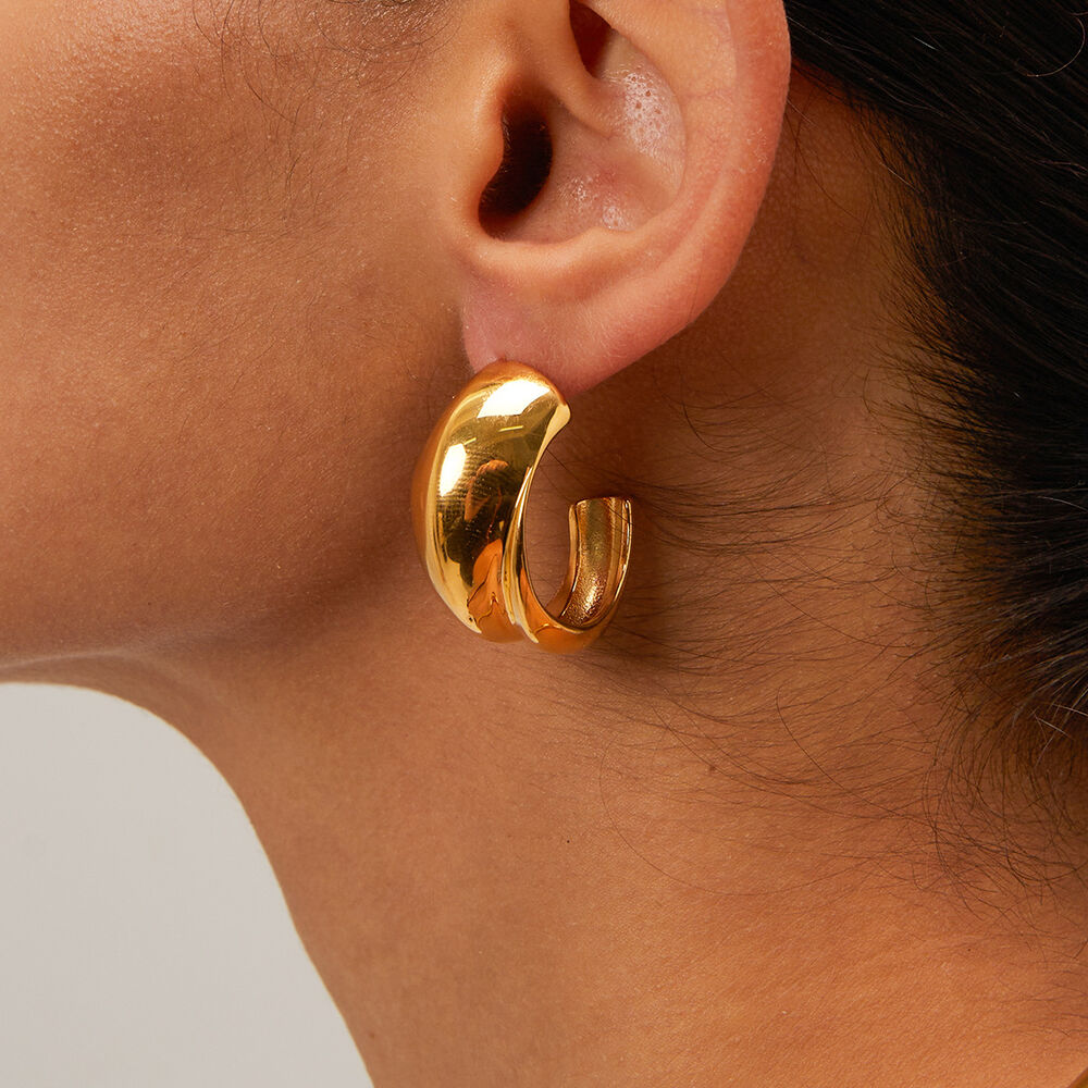 orecchini stile cross-border oro acciaio inossidabile oro e argento abbinati orecchini a forma di C pendenti orecchini coordinati h5Immagine2