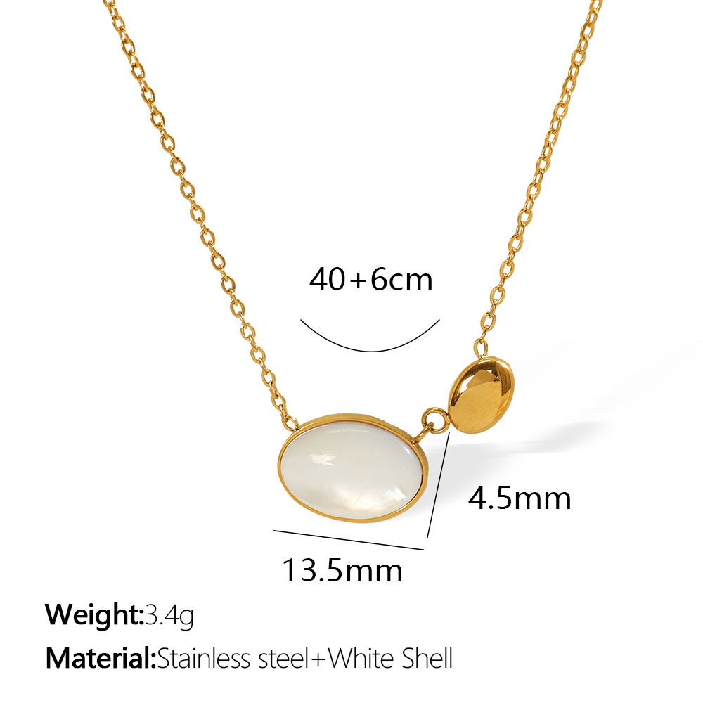 1 stuk romantische serie elegante geometrische titanium staal  vergulde schelp dames hanger kettingen h5 Afbeelding2