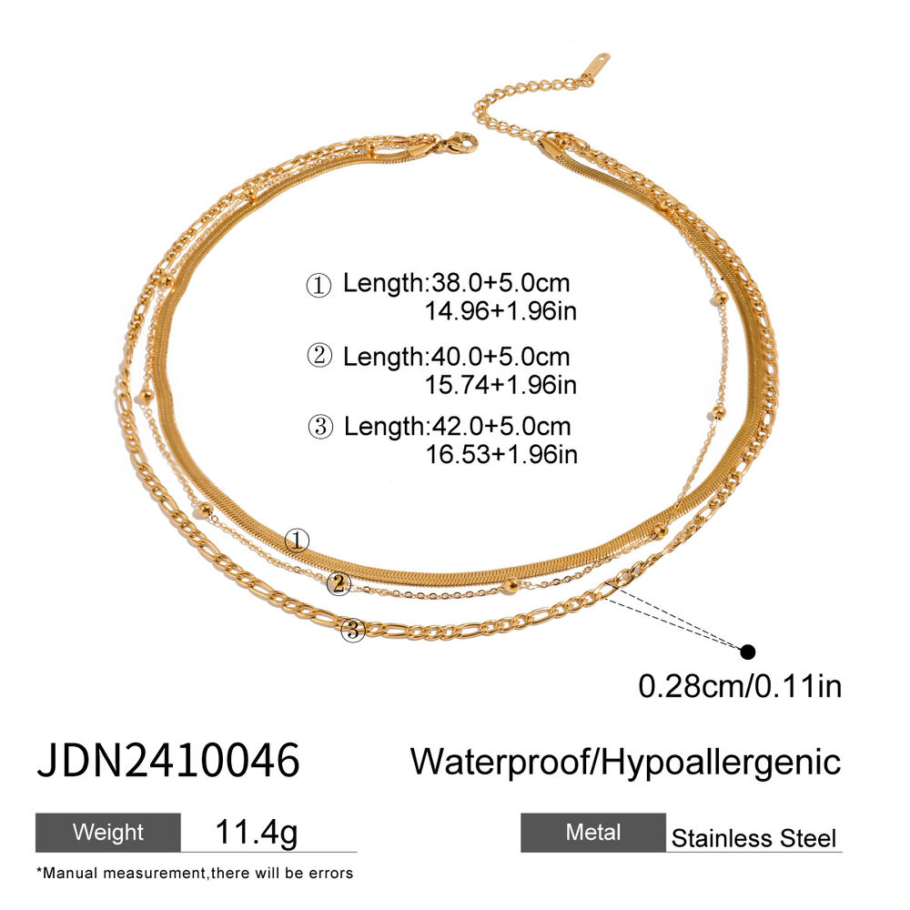 1 piece simple series classic annular stainless steel gold plated women layered necklaces h5Picture2