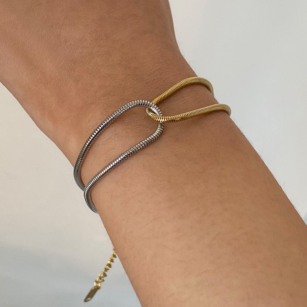 1 Piece Simple Series Daily Round Stainless Steel  Gold Plated Women Chain Bracelets Picture4