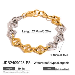 1 pezzo semplice serie casual geometrica in acciaio inossidabile placcato oro 18K donne catena bracciali h5 Immagine2