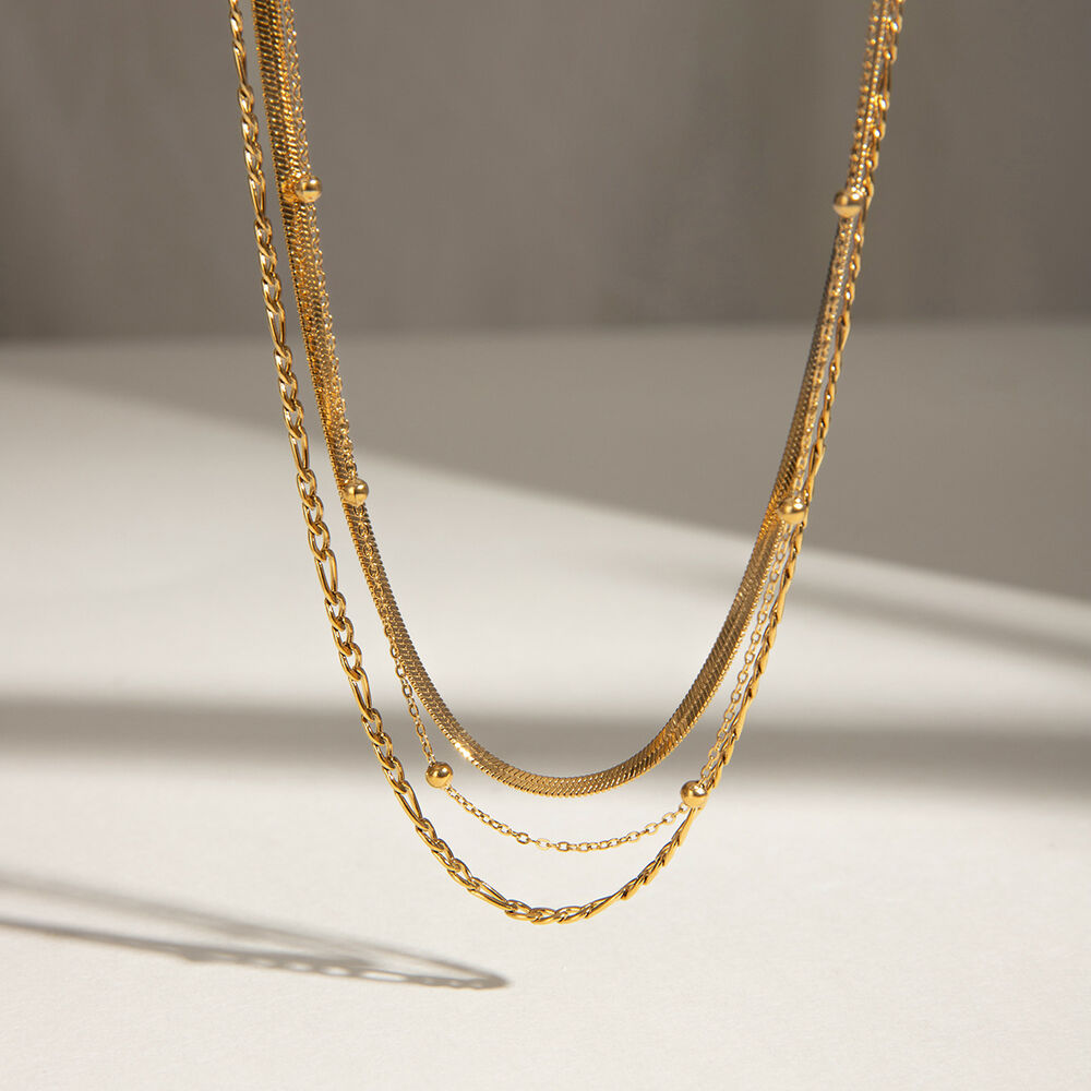 1 piece simple series classic annular stainless steel gold plated women layered necklaces