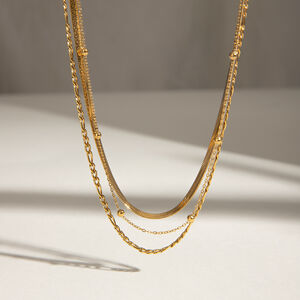 1 piece simple series classic annular stainless steel gold plated women layered necklaces h5