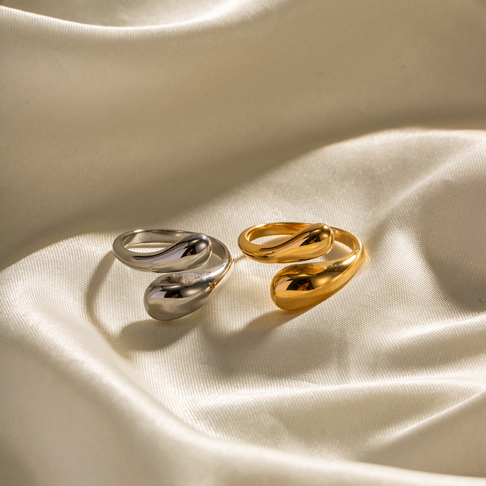 1 Piece Stainless Steel Waterproof Gold Plated Simple Style Geometric Women's Adjustable Rings h5Picture3