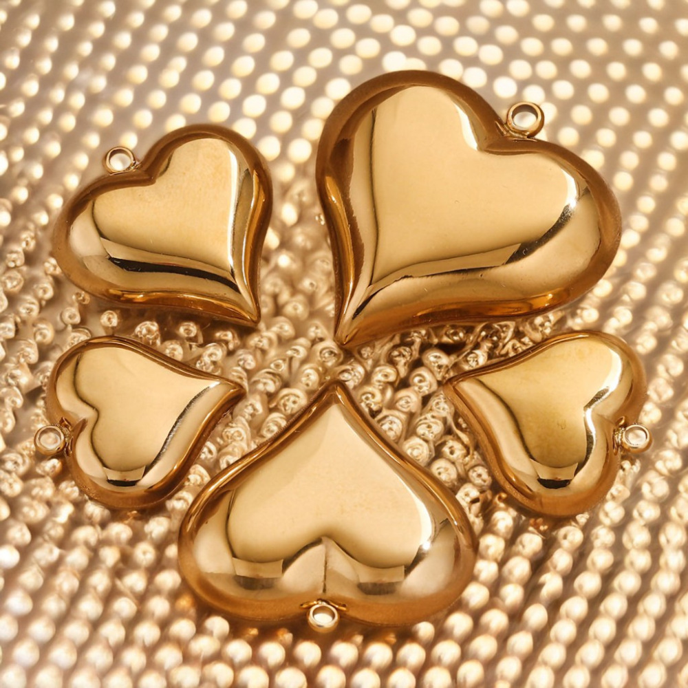 1 Pieza De Colgantes De Acero Inoxidable Con Forma De Corazón Romántico, Resistentes Al Agua, Color Dorado, Para Mujer Imagen3
