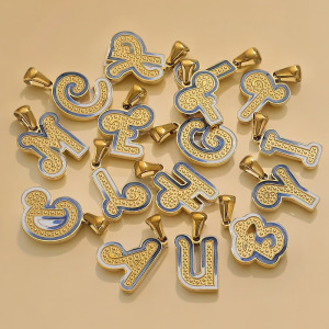 1 Pieza De Colgantes Unisex De Acero Inoxidable Con Letras Elegantes, Resistentes Al Agua Y De Color Dorado. h5 Imagen4