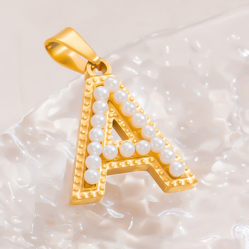1 Stück Modern Series All-Match Buchstabenanhänger aus Edelstahl, wasserdicht, goldfarben, zum Selbstgestalten für Damen Bild2