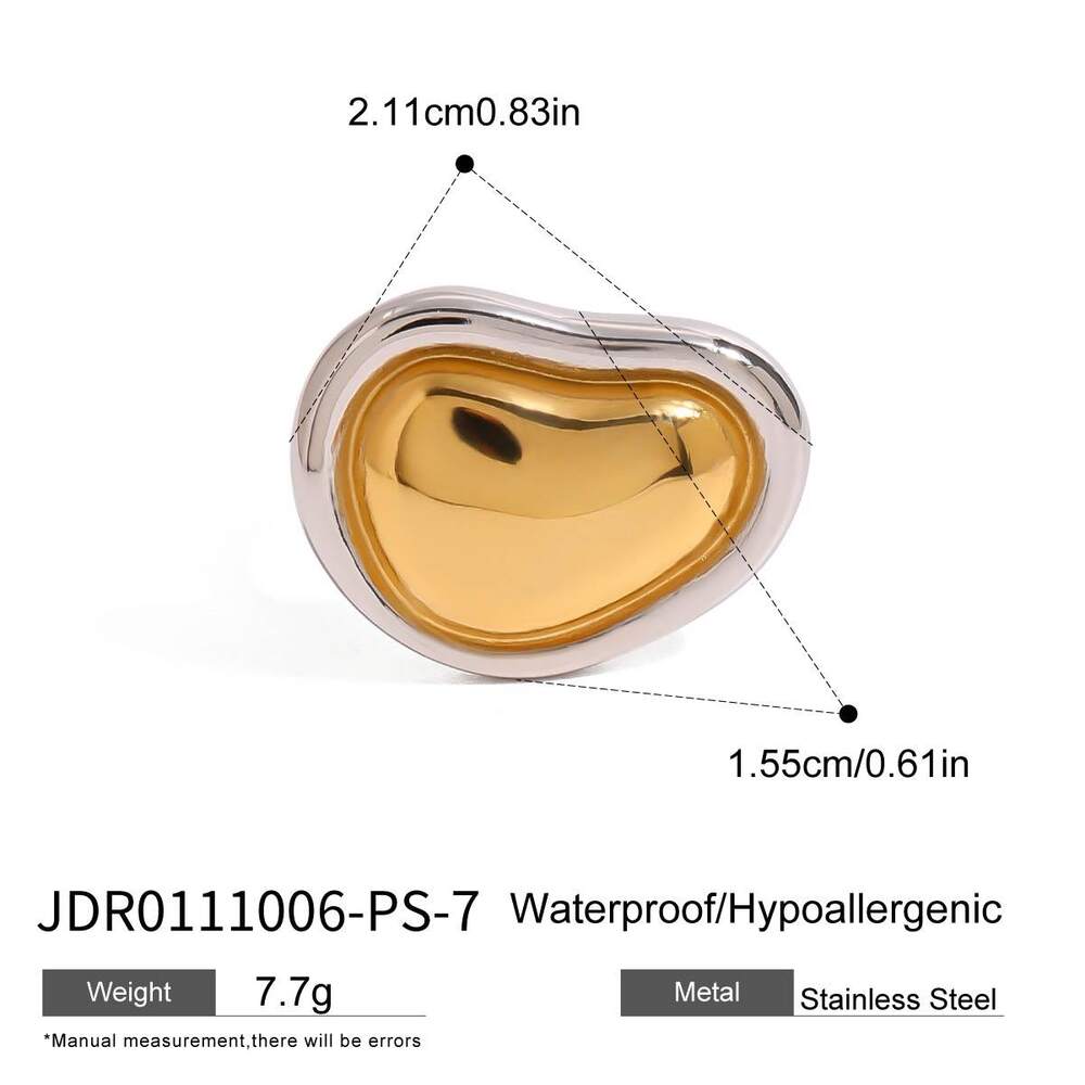 1 Piece Modern Series Elegant Designable Irregular Stainless Steel Waterproof Gold And Silver Mixed Color Women's Single Rings Picture2