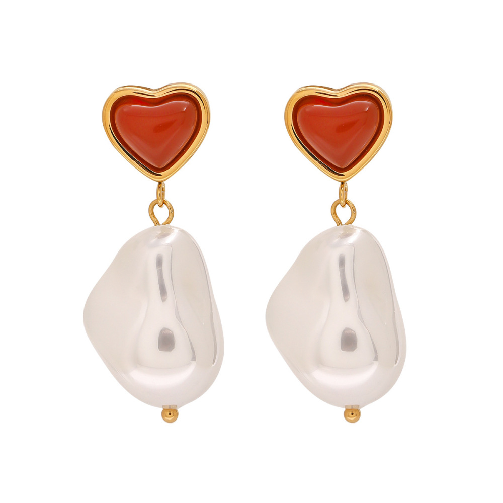 1 Par De Pendientes Colgantes Irregulares De Acero Inoxidable, Elegantes, De Corazón Dulce, Resistentes Al Agua, Color Dorado, Para Mujer. Imagen5
