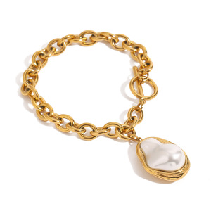 1 Piece Romantic Series Elegant Irregular Pendant Stainless Steel Waterproof Gold Color Women's Charm Bracelets h5 Picture5