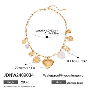 1 Stuk Elegante Serie Chique Hartvormige Roestvrijstalen Waterdichte Gouden Dameshanger Ketting h5 Afbeelding6