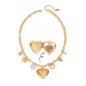 1 Stuk Klassieke Serie Prachtige Hartvormige Vlinder Roestvrij Staal Waterdicht Goudkleurig Dames Diy Hanger Ketting h5 Afbeelding5