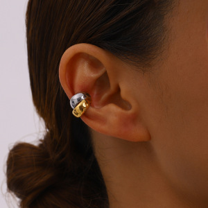 1 Pair Simple Series Daily Annular Stainless Steel Waterproof Gold And Silver Mixed Color Women's Ear Cuffs h5 Picture4