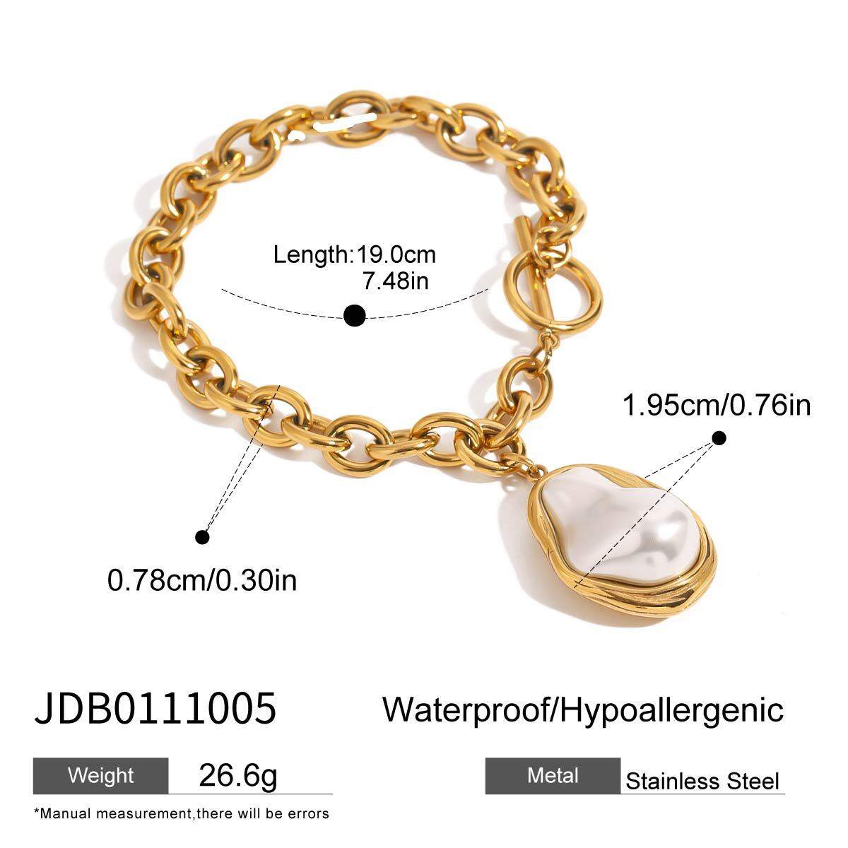 1 stuk romantische serie elegante onregelmatige hanger roestvrij staal waterdicht goudkleurige dames bedelarmband Afbeelding2