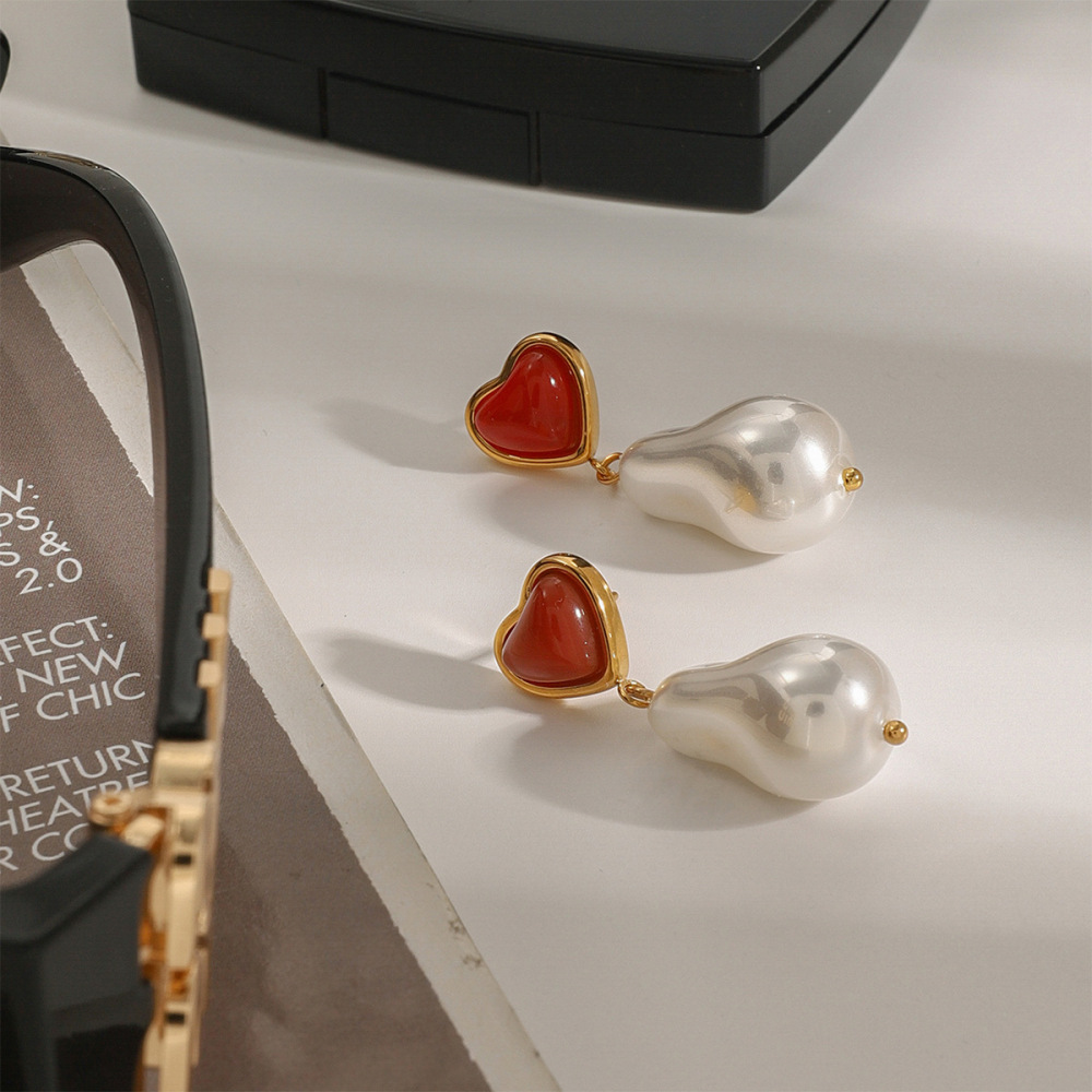 1 Par De Pendientes Colgantes Irregulares De Acero Inoxidable, Elegantes, De Corazón Dulce, Resistentes Al Agua, Color Dorado, Para Mujer. Imagen2