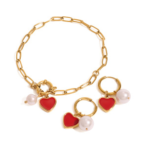 1 Piece Romantic Heart Stainless Steel Waterproof Gold Color Charm Bracelet h5 Picture4