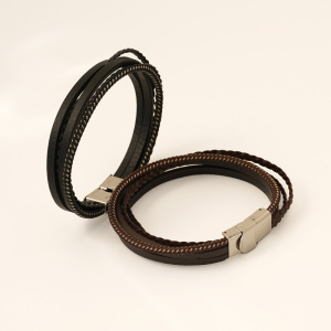 1 Paar Grenzüberschreitendes Mehrschichtiges Handgewebtes Armband Herren Edelstahlschmuck Lederseilarmband Unisex Herrenarmband h5 Bild3