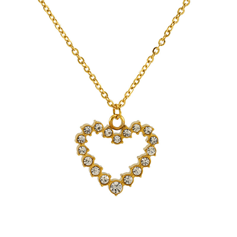1 Paar Lichte Luxe Titanium Stalen Liefdesketting Dames All-Match Niche Ontwerp Diamant Hart Hanger Sleutelbeen Ketting Sieraden Dames Hanger Ketting Afbeelding5