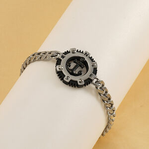 1 par de pulseras de ancla redondas personalizadas de moda transfronteriza para hombre, estilo hip-hop, de acero inoxidable a juego, joyería para hombre. h5 Imagen2