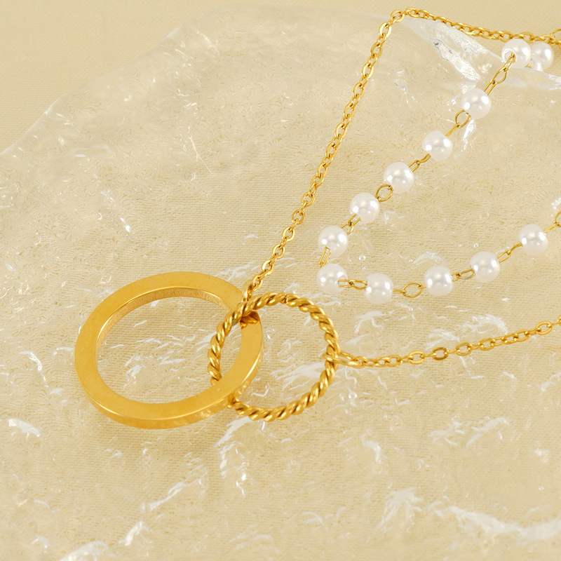 1 Piece Simple Series Love Annular Stainless Gold Color Women's Pendant Necklace Picture3