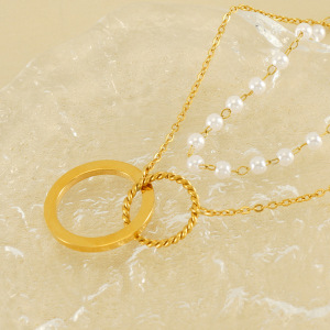 1 Piece Simple Series Love Annular Stainless Gold Color Women's Pendant Necklace h5 Picture3