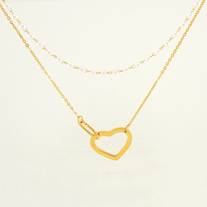 1 Piece Simple Series Love Annular Stainless Gold Color Women's Pendant Necklace h5 Picture4