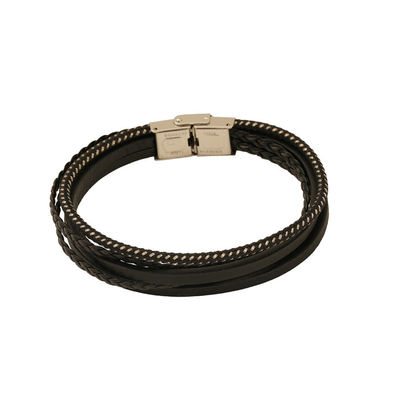 1 Paar Grenzüberschreitendes Mehrschichtiges Handgewebtes Armband Herren Edelstahlschmuck Lederseilarmband Unisex Herrenarmband Bild4