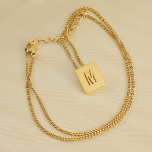 1 Stuk Eenvoudige Serie Dagelijkse Letter Titanium Staal Verguld Unisex Hanger Kettingen h5 Afbeelding3