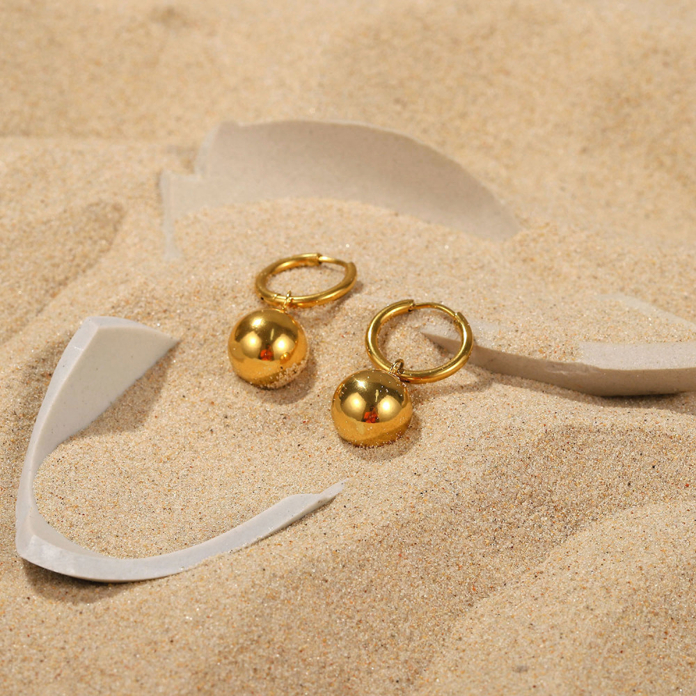 1 Pair Ball Pendant Stainless Steel Waterproof Drop Earrings Picture4
