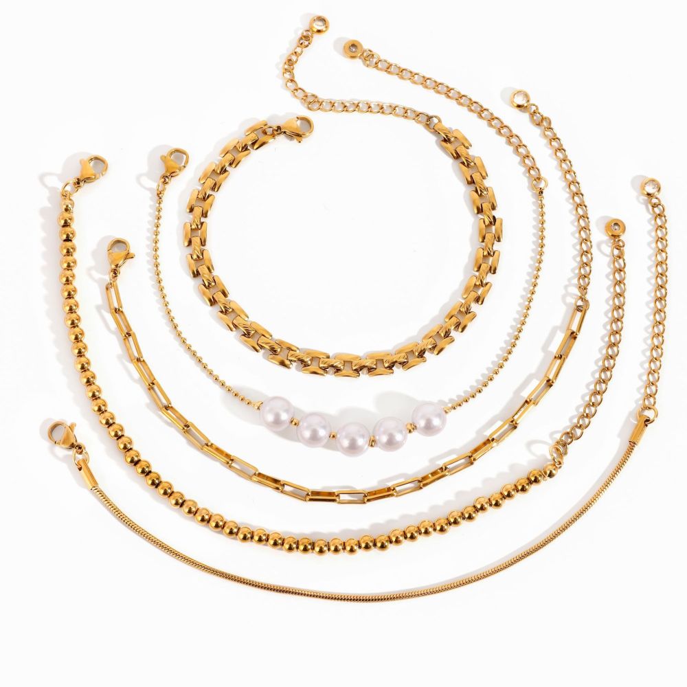 1 Piece Luxurious Series Elegant Geometric Stainless Steel  Gold Plated Women Chain Bracelets Picture5