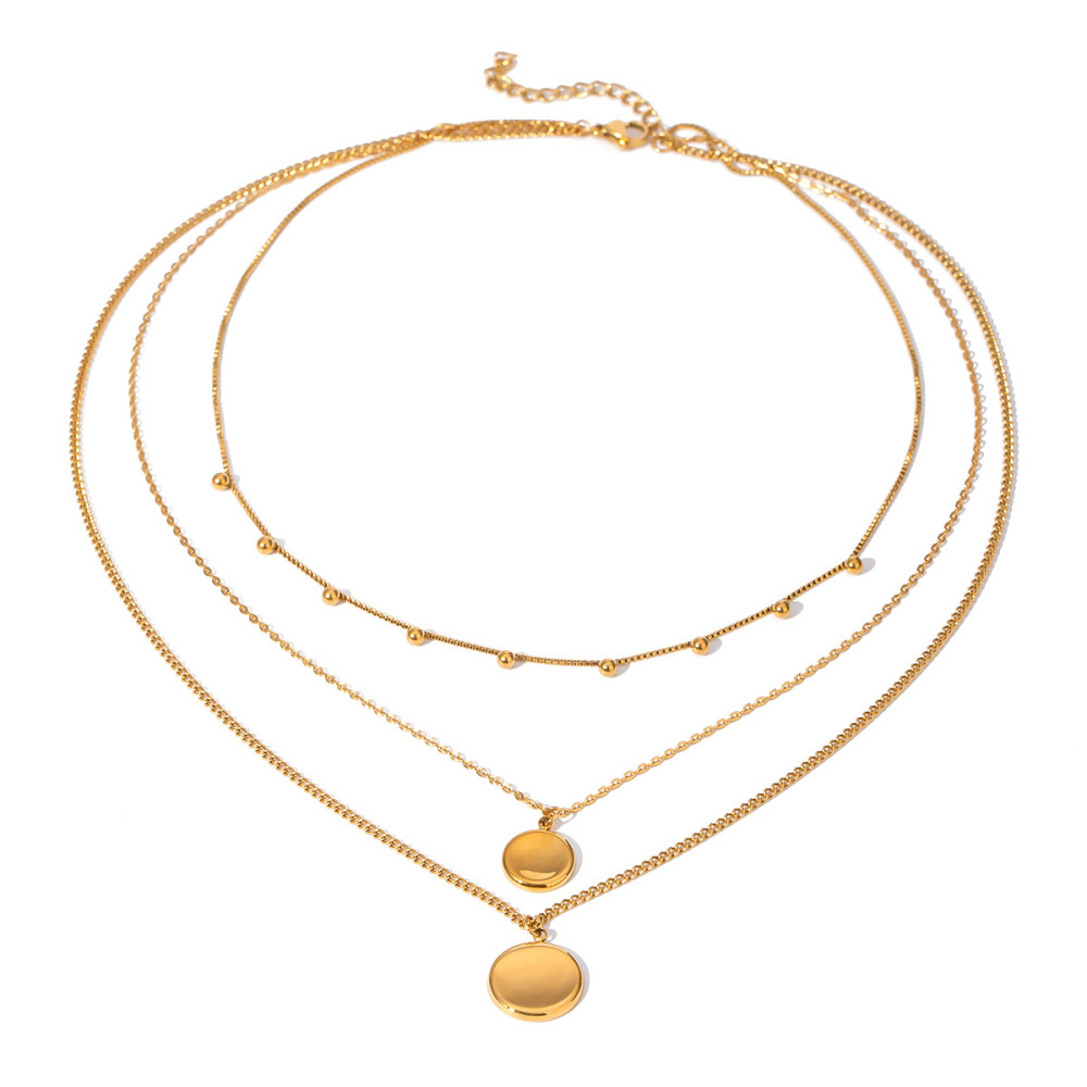 1 Piece Simple Series Classic Solid Color Stainless Steel  Gold Plated Women Layered Necklaces Picture5