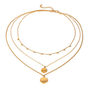 1 Piece Simple Series Classic Solid Color Stainless Steel  Gold Plated Women Layered Necklaces h5 Picture5