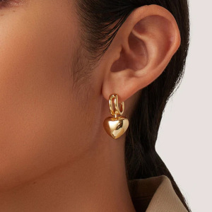 1 Pair Simple Series Classic Heart Stainless Steel Gold Plated Women Drop Earrings h5 Picture3