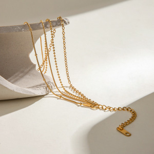 1 Piece Classic Series Elegant Geometric Stainless Steel  Gold Plated Women Layered Necklaces h5 Picture3