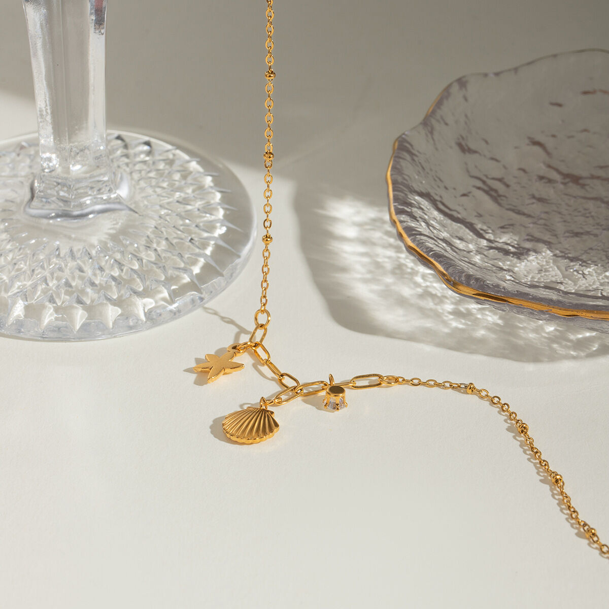 collier avec pendentif tortue de vacances en acier inoxydable plaqué or  et strass pour femme, série simple, 1 pièce h5 Image2